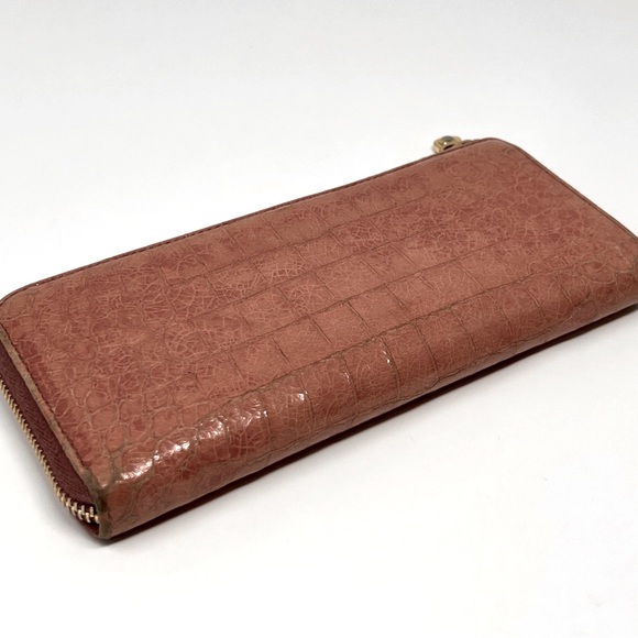 Authentic MIU MIU Croc Embossed Pink Leather Zip Long Wallet Clutch - Picture 2 of 15